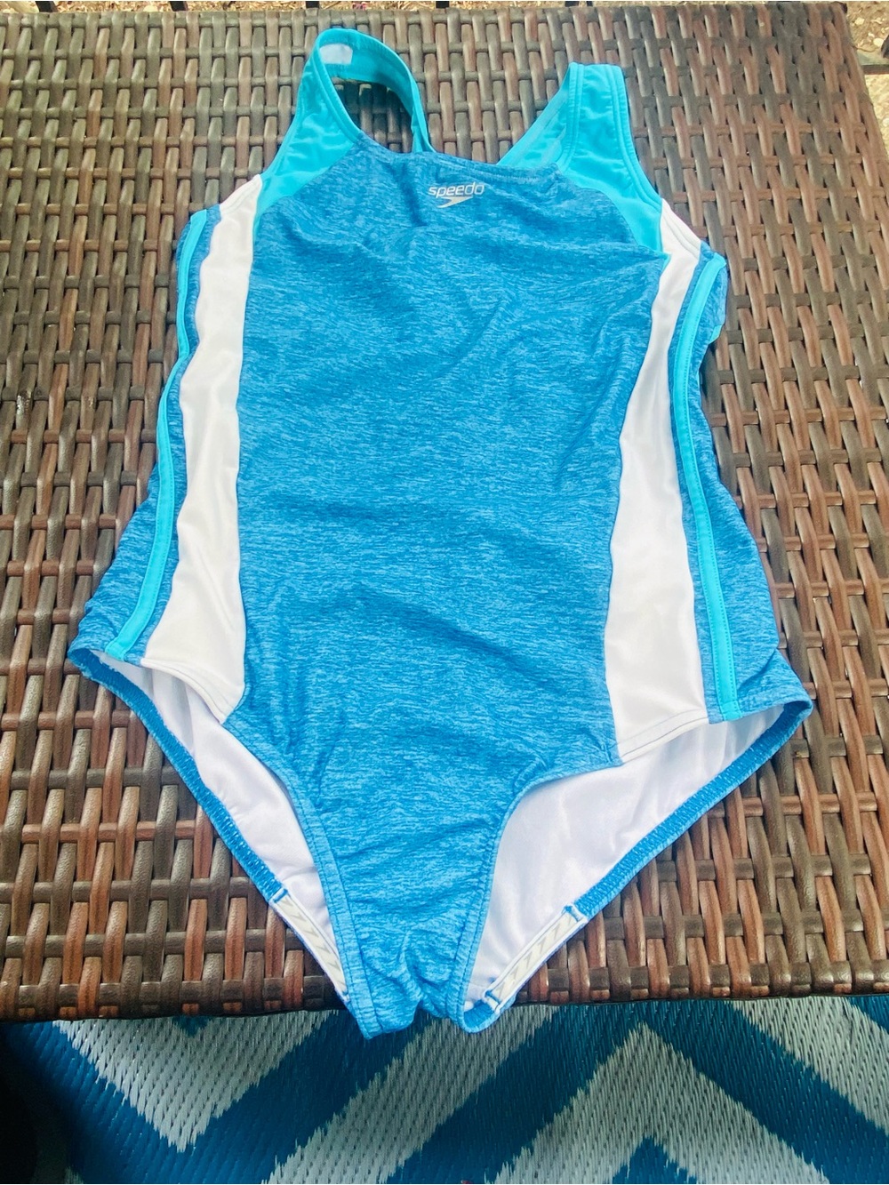 Speedo Blue and White Girls One-Piece Swimsuit